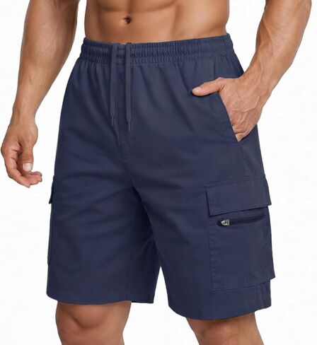 ANLUKE Men's Cargo Shorts - Stretch Waist, Zipper Pockets, Quick-Dry for Casual Work Shorts in Kuwait
