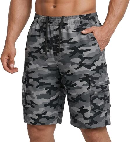 ANLUKE Men's Cargo Shorts - Stretch Waist, Zipper Pockets, Quick-Dry for Casual Work Shorts in Saudi Arabia