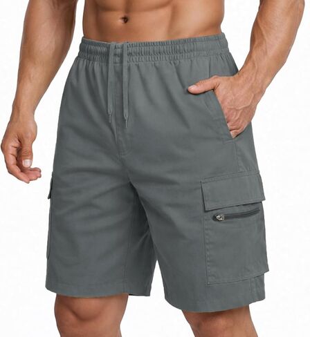 ANLUKE Men's Cargo Shorts - Stretch Waist, Zipper Pockets, Quick-Dry for Casual Work Shorts in Saudi Arabia