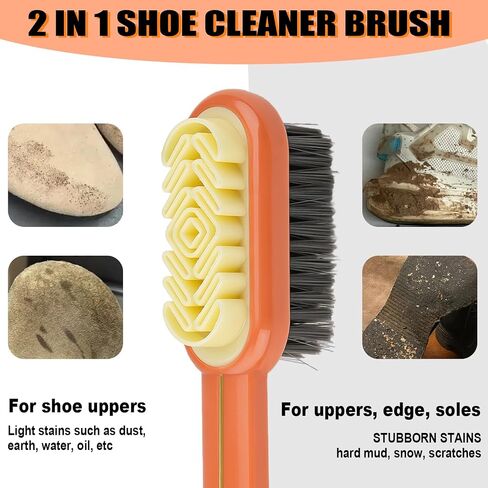 3PCS Suede Shoe Cleaner Kit, 2-in-1 Suede Brush and Eraser Set with Long Handle, Rubber Shoe Brush for Suede & Nubuck, Professional Boot Cleaning Brush for Shoes, Sandals and Clogs in Saudi Arabia