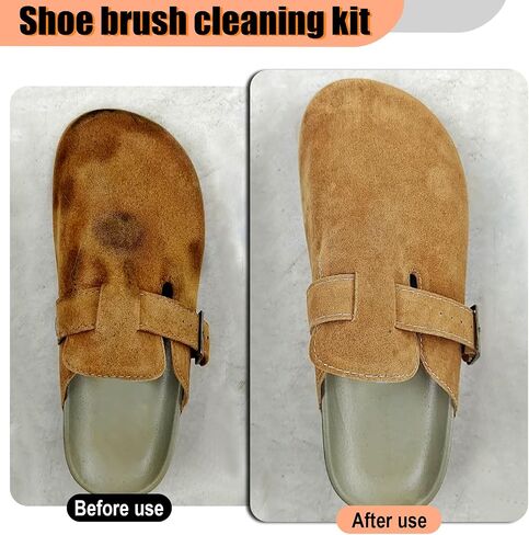 3PCS Suede Shoe Cleaner Kit, 2-in-1 Suede Brush and Eraser Set with Long Handle, Rubber Shoe Brush for Suede & Nubuck, Professional Boot Cleaning Brush for Shoes, Sandals and Clogs in Saudi Arabia