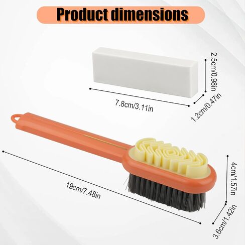 3PCS Suede Shoe Cleaner Kit, 2-in-1 Suede Brush and Eraser Set with Long Handle, Rubber Shoe Brush for Suede & Nubuck, Professional Boot Cleaning Brush for Shoes, Sandals and Clogs in Saudi Arabia