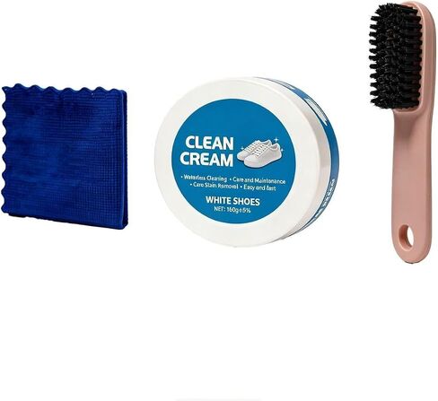 Liecho White Shoe Cleaner Cream – No-Wash Solid Cleaning Paste with Cloth & Shoe Brush Included – Multipurpose White Shoe Cleaner for Leather Sneakers, Soles, Canvas, Bags in Saudi Arabia