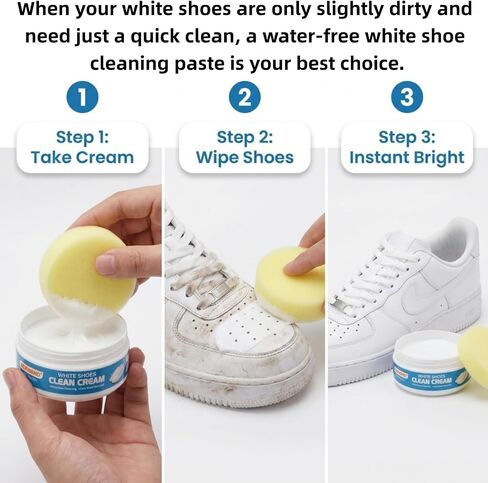 Liecho White Shoe Cleaner Cream – No-Wash Solid Cleaning Paste with Cloth & Shoe Brush Included – Multipurpose White Shoe Cleaner for Leather Sneakers, Soles, Canvas, Bags in Saudi Arabia