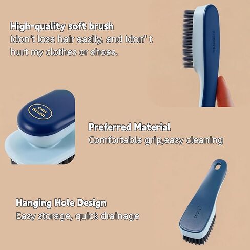 Laundry Brush, Shoe Brush, Used for Cleaning Stains, Floor Tiles, Kitchen, Carpet, Household Cleaning,Easy to Hold Set of，Soft Bristle Scrub，Sneaker，2 Pieces(Blue) in Saudi Arabia