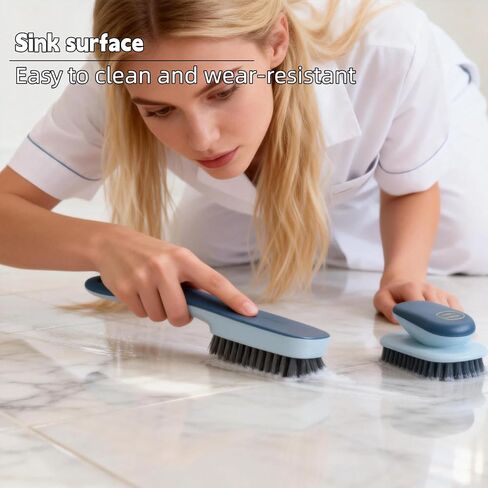 Laundry Brush, Shoe Brush, Used for Cleaning Stains, Floor Tiles, Kitchen, Carpet, Household Cleaning,Easy to Hold Set of，Soft Bristle Scrub，Sneaker，2 Pieces(Blue) in Saudi Arabia