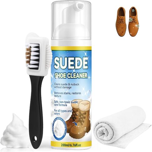 AstraVox Multipurpose Suede Shoe Cleaner Kit, Sneaker Cleaner with Brush and Towel, Suitable for Suede, Leather, Nubuck (200ml) in Saudi Arabia