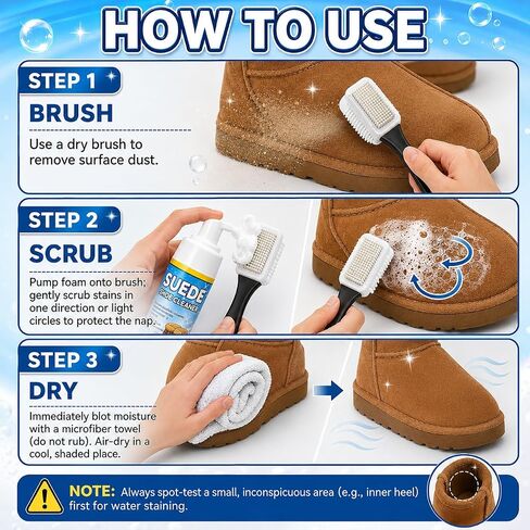 AstraVox Multipurpose Suede Shoe Cleaner Kit, Sneaker Cleaner with Brush and Towel, Suitable for Suede, Leather, Nubuck (200ml) in Saudi Arabia