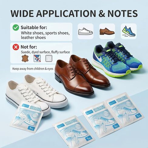 Sneaker Cleaner Wipes, Shoe Cleaning Wipes, Individually Wrapped, Safe for Leather, Canvas & Mesh, 30 Count Sneaker Wipes (12) in Saudi Arabia