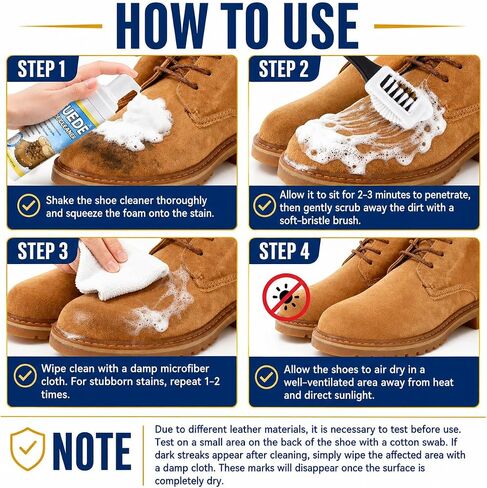Suede Shoe Cleaner Kit, 6.76 Oz Nubuck & Suede Shoe Cleaning Foam with Brush and Towel, Sneaker Cleaner for Shoes, Leather, Nubuck, Knit, Canvas, Boots, Trainers, Removes Dirt & Stains Cleaner in Saudi Arabia