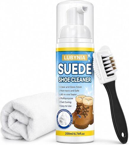 Suede Shoe Cleaner Kit, 6.76 Oz Nubuck & Suede Shoe Cleaning Foam with Brush and Towel, Sneaker Cleaner for Shoes, Leather, Nubuck, Knit, Canvas, Boots, Trainers, Removes Dirt & Stains Cleaner in Saudi Arabia