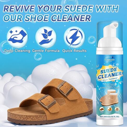 Clennaner Suede Shoe Cleaner, 200ml Suede Cleaner Kit with Brush & Towel for Nubuck, Leather, Sneaker, Boots in Saudi Arabia