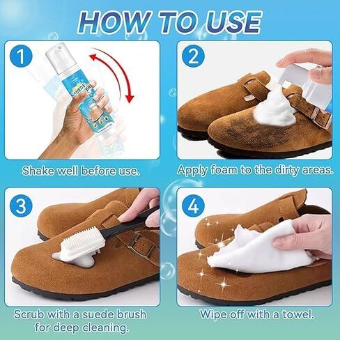 Clennaner Suede Shoe Cleaner, 200ml Suede Cleaner Kit with Brush & Towel for Nubuck, Leather, Sneaker, Boots in Saudi Arabia