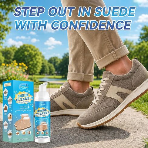 Clennaner Suede Shoe Cleaner, 200ml Suede Cleaner Kit with Brush & Towel for Nubuck, Leather, Sneaker, Boots in Saudi Arabia