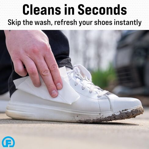 Fortress Shoe Wipes (20 ct) Sneaker Cleaner for Tennis Shoes and White Shoes, Textured and Smooth Sides for Maximum Cleaning Power, Individually Wrapped Wipes in Saudi Arabia
