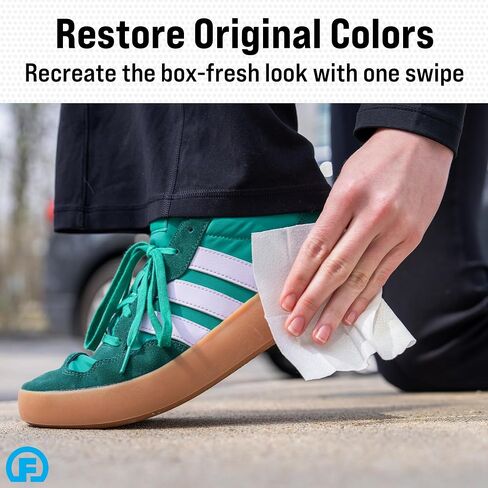 Fortress Shoe Wipes (20 ct) Sneaker Cleaner for Tennis Shoes and White Shoes, Textured and Smooth Sides for Maximum Cleaning Power, Individually Wrapped Wipes in Saudi Arabia