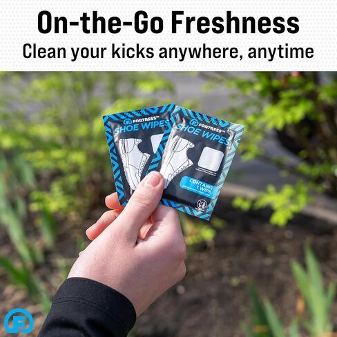 Fortress Shoe Wipes (20 ct) Sneaker Cleaner for Tennis Shoes and White Shoes, Textured and Smooth Sides for Maximum Cleaning Power, Individually Wrapped Wipes in Saudi Arabia