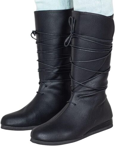 Adult Unisex Renaissance Fair Black Costume Boots Halloween Cosplay Accessory in Kuwait