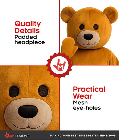 Morph Bear Costume Adult, Teddy Bear Costume Adult, Brown Bear Mascot Costumes For Adults, Halloween Costumes For Men in Kuwait