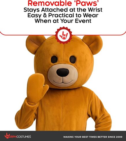 Morph Bear Costume Adult, Teddy Bear Costume Adult, Brown Bear Mascot Costumes For Adults, Halloween Costumes For Men in Kuwait
