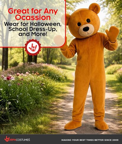 Morph Bear Costume Adult, Teddy Bear Costume Adult, Brown Bear Mascot Costumes For Adults, Halloween Costumes For Men in Kuwait