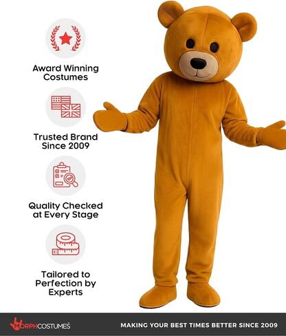Morph Bear Costume Adult, Teddy Bear Costume Adult, Brown Bear Mascot Costumes For Adults, Halloween Costumes For Men in Kuwait