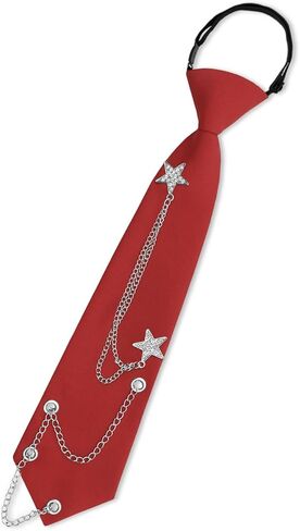 Pre-tied Boys Tie, Adjustable Metal Chain Ties for Boys Girls Solid Color Kids Tie for School Graduation Daily in Kuwait