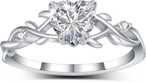 Heart-Cut Moissanite Bridal Sets S925 Infinity Twisted Wedding Rings Set for Women GRA Certified,18K White Gold Platinum Plated Leaf Art Deco Engagement Ring Set Jewelry Gift for Anniversary Wedding in Saudi Arabia