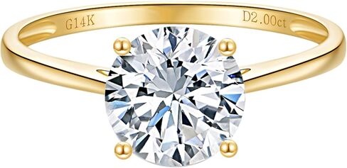 14K Yellow Gold 0.5 to 2 Carat IGI Certified LAB Grown Diamond Engagement Rings for Women, Round Cut Solitaire Diamond Anniversary Wedding Promise Rings Jewelry Gift for Her, D-F Color, VVS1-VS1 Clarity in Saudi Arabia