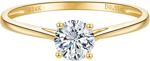 14K Yellow Gold 0.5 to 2 Carat IGI Certified LAB Grown Diamond Engagement Rings for Women, Round Cut Solitaire Diamond Anniversary Wedding Promise Rings Jewelry Gift for Her, D-F Color, VVS1-VS1 Clarity in Saudi Arabia