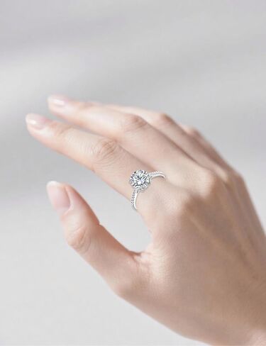 1-3 Carat Lab Grown Diamond Engagement Rings for Women,14K White Gold Classic 4-Prong IGI Certificate Round Cut Halo Ring,D-E Color VS1-VS2 Clarity,Wedding Band for Women in Saudi Arabia