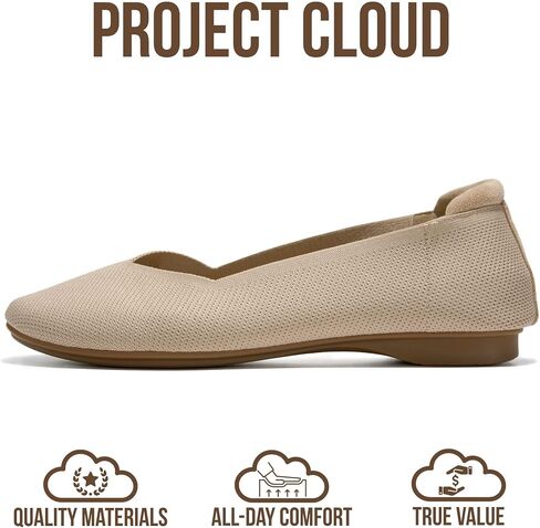 Project Cloud Womens Flats - Memory Foam Insole Ballet Flats for Women Footwear - Non Slip and Lightweight Comfortable Shoes for Women 2026 (Prospect-NUDEKN,9M) in Kuwait