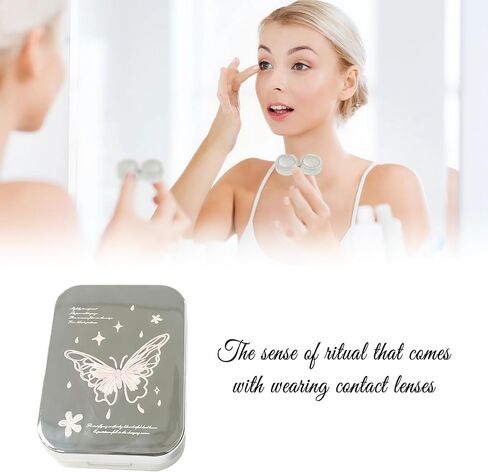 Contacts Lens Cases,Eye Contact Case,Includes Mirror Two Double Cases Tweezers Wearing Stick Small Bottle in Saudi Arabia
