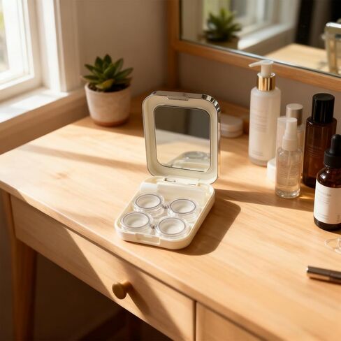 Contacts Lens Cases,Eye Contact Case,Includes Mirror Two Double Cases Tweezers Wearing Stick Small Bottle in Saudi Arabia
