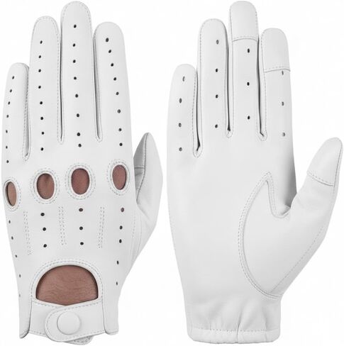 Men's Touchscreen Genuine Leather Driving Gloves,Classic Knuckle Cut Design,Breathable Fit Gloves in Kuwait