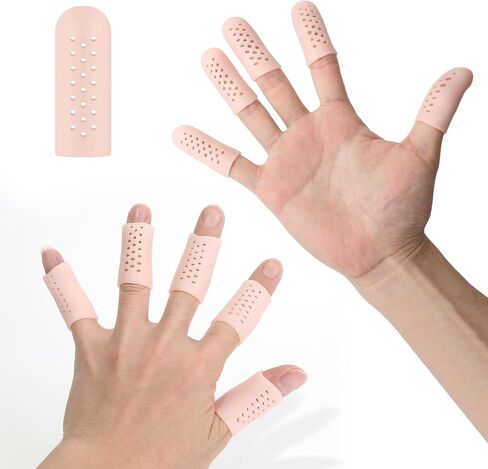 16PCS Gel Finger Cots with Air Holes, Nude Breathable Silicone Finger Protectors, Reused Anti Nail Biting Covers for Fingers Tips, Wound Protection & Cracked Skin in Saudi Arabia
