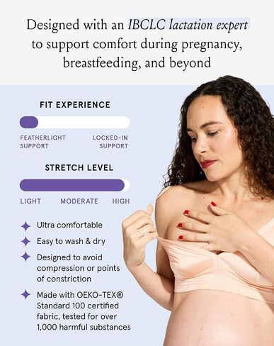 Bodily - The Effortless Bra for Pregnancy, Postpartum & Nursing, Soft, Seamless, Stretchy & Wireless Pull-Down Breastfeeding Maternity Bra, 24/7 Wear (Small, Clay) in Saudi Arabia