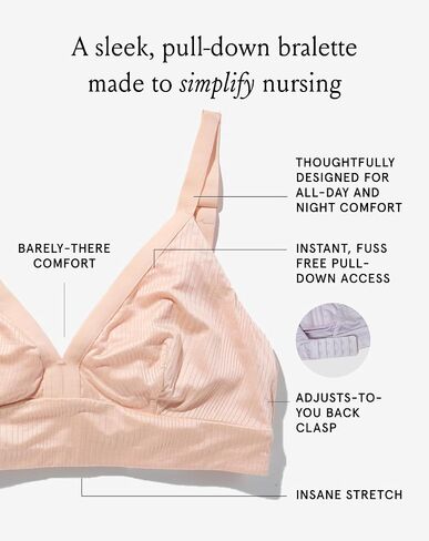 Bodily - The Effortless Bra for Pregnancy, Postpartum & Nursing, Soft, Seamless, Stretchy & Wireless Pull-Down Breastfeeding Maternity Bra, 24/7 Wear (Small, Clay) in Saudi Arabia