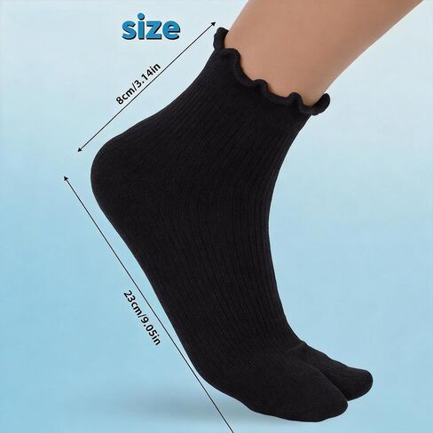 Japanese Split Toe Socks, 4 Pairs Cotton Elastic Tabi Socks for Flip Flops, Unisex Men Women Non-Slip Comfort in Kuwait