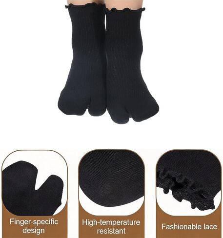 Japanese Split Toe Socks, 4 Pairs Cotton Elastic Tabi Socks for Flip Flops, Unisex Men Women Non-Slip Comfort in Kuwait