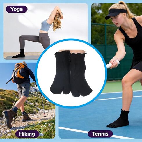 Japanese Split Toe Socks, 4 Pairs Cotton Elastic Tabi Socks for Flip Flops, Unisex Men Women Non-Slip Comfort in Kuwait