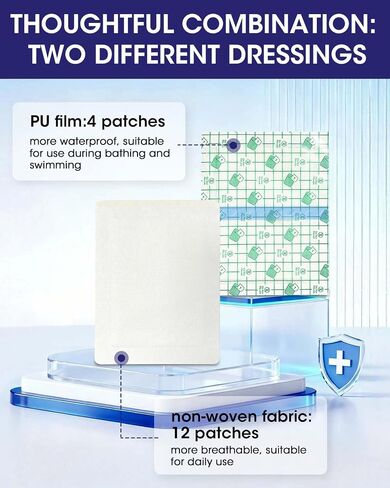 Newly Upgraded Lidocaine Patches, 16 Count Maximum Strength Pain Relief Patches (12 Non-Woven + 4 PU Film), 4% Lidocaine & 3% Menthol for Fast, Targeted Relief of Back, Joint & Muscle Pain in Saudi Arabia