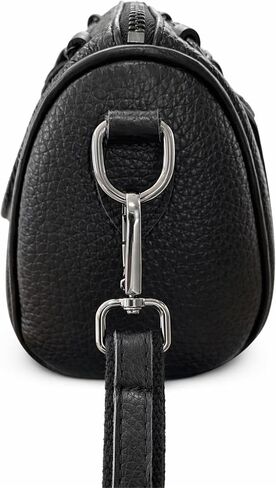 Women's Small Top Handle Satchel Bag, Top-Grain Cowhide Leather Crossbody Purse with Adjustable Strap, Front Zipper Pocket, Mini Boston Handbag, Black in Saudi Arabia