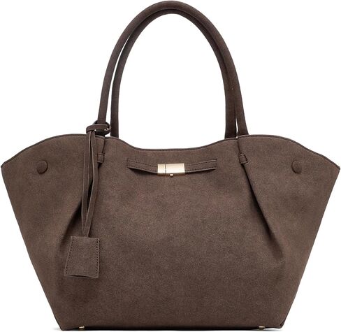 NEWBELLA Women's Large Leather Tote Bag, Top Handle Satchel Purse with Detachable Charm & Adjustable Strap for Work Travel in Kuwait