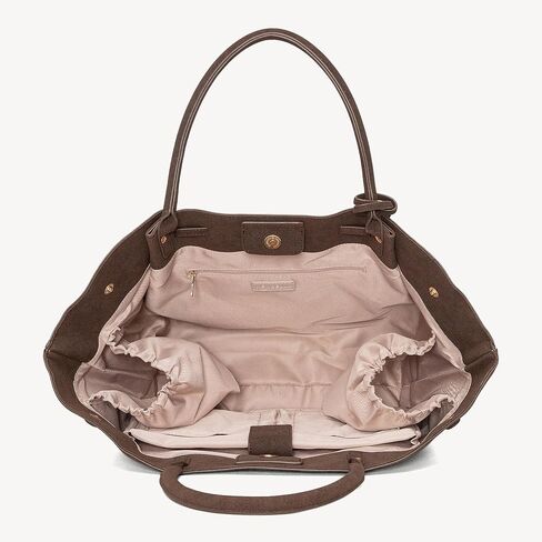 NEWBELLA Women's Large Leather Tote Bag, Top Handle Satchel Purse with Detachable Charm & Adjustable Strap for Work Travel in Kuwait