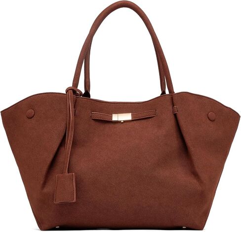 NEWBELLA Women's Large Leather Tote Bag, Top Handle Satchel Purse with Detachable Charm & Adjustable Strap for Work Travel in Kuwait