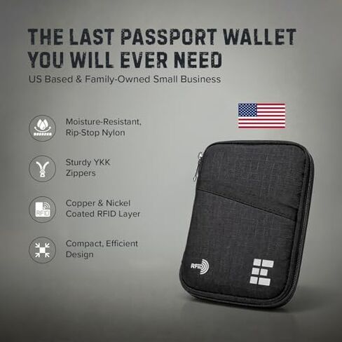 Passport Holder Pack of 2 (Midnight Black and Rose Pink), RFID Blocking Zippered Travel Document Organizer Wallets, Holds Passports, Cards, Tickets, ID and Cash, Water Resistant Nylon in Saudi Arabia