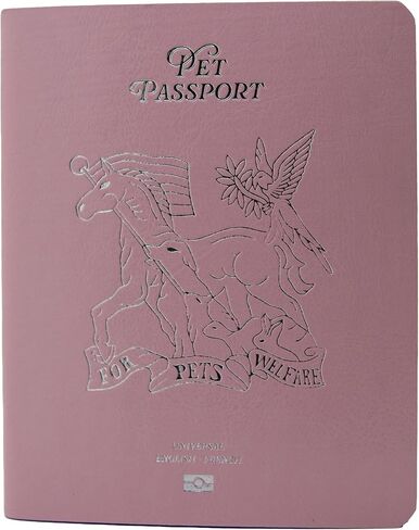 Color Premium PU Leather stitch-sewn Pet Passport Medical Record for Pet Health and Vaccination English + French for Cat, Dog, Puppy and Kitten (Valentine Pink, Single) in Saudi Arabia
