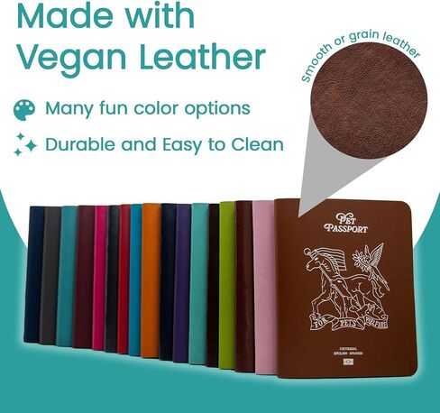 Color Premium PU Leather stitch-sewn Pet Passport Medical Record for Pet Health and Vaccination English + French for Cat, Dog, Puppy and Kitten (Valentine Pink, Single) in Saudi Arabia