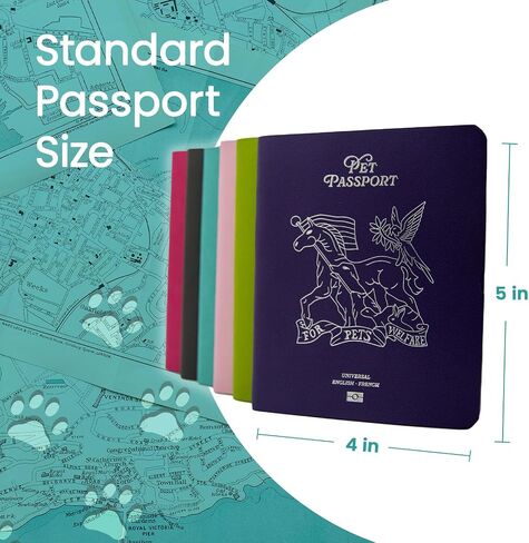 Color Premium PU Leather stitch-sewn Pet Passport Medical Record for Pet Health and Vaccination English + French for Cat, Dog, Puppy and Kitten (Valentine Pink, Single) in Saudi Arabia